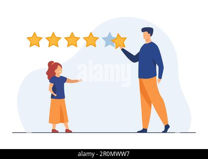 Kunde und Mädchen, die den Online-Shop bewerten Stock Vektor