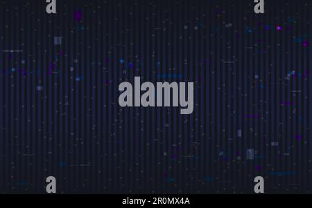 Glitzernde farbige Streifen. Vertikale Rückführungslinien. Leichte Verlaufsformen. Klassische Bildschirmvorlage mit zufälligen Fehlern. Kein Signaleffekt. Defektes Overlay-Video. Stock Vektor