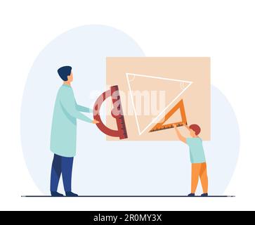 Ein Junge studiert Geometrie Stock Vektor