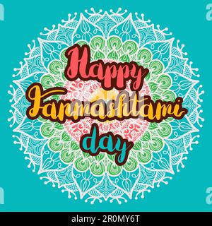 Happy Janmashtami Day Celebration Banner Mit Schriftzug. Vektor Stock Vektor