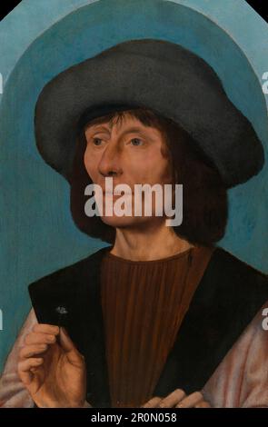 Porträt eines Mannes mit rosa Datum: 1500–10 Künstler: Quentin Massys Netherlandish, 1466–1530 Stockfoto