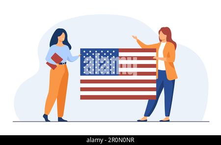 Zwei Frauen mit der Flagge der USA Stock Vektor