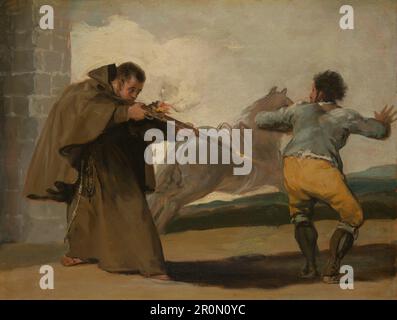 Bruder Pedro schießt auf El Maragato, während sein Pferd abläuft Datum: c. 1806 Künstler: Francisco José de Goya y Lucientes Spanisch, 1746-1828 Stockfoto