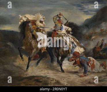 Der Kampf der Giaour und Hassan 1826. Künstler: Eugène Delacroix French, 1798-1863 Stockfoto