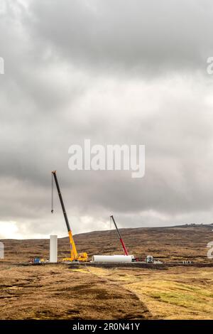 Bau eines Abschnitts der Wikinger-Windfarm auf Riven Hill bei Laxo auf Shetland Festland. Stockfoto