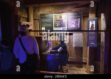 Wheaton, Illinois, USA. Eine Ausstellung für Frauen, die während des Krieges dienen, eine Ausstellung im Inneren des First Division Museums Stockfoto