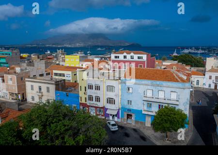 Kap Verde, Sao Vincente Island, Mindelo, Hafenblick, Aireal Stockfoto
