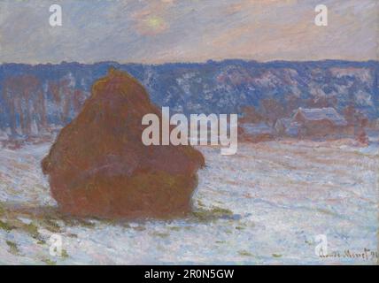 Stapel Weizen (Schneeeffekt, bewölkter Tag) Datum: 1890/91 Künstler: Claude Monet French, 1840-1926 Stockfoto