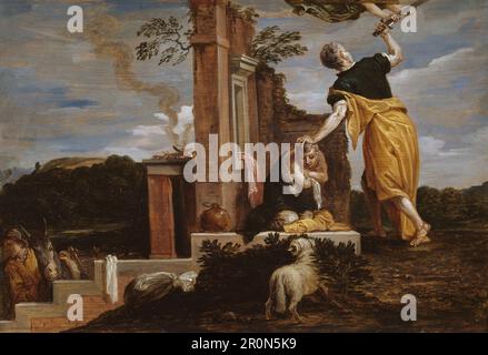 Abrahams Opfer von Isaac Datum: 1654/56 Künstler: David Teniers der Jüngere (Flämisch, 1610–1690) nach Paolo Veronese (Italienisch, 1528–1588) Stockfoto