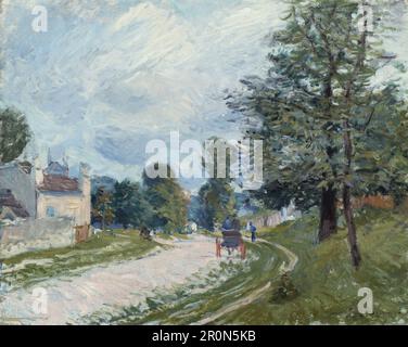 A Turn in the Road Date: 1873 Künstler: Alfred Sisley French, 1839-1899 Stockfoto