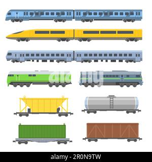 Verschiedene Personen- und Güterzüge Stock Vektor
