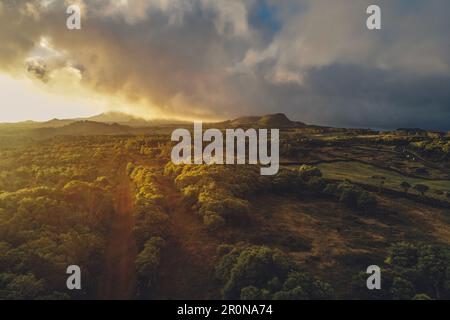 Sonnenuntergang über der Insel Pico, Pico, Azoren, Portugal, Atlantik, Atlantik, Europa, Stockfoto