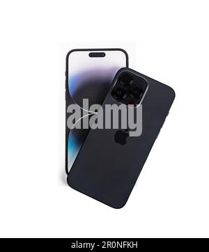 Lodz, Polen Mai 07 2023 iPhone 14 pro max wieder auf Box. Stockfoto