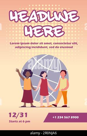 Multiethnische Kinder, die Händchen halten Stock Vektor