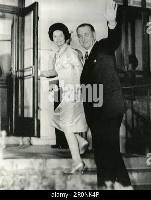 US-Präsident Lyndon Johnson mit seiner Frau Washington, USA 1965 Stockfoto