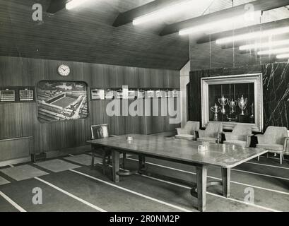 Der Vorstands- und Unterhaltungsraum im Goodison Park, Liverpool, Heimstadion des Everton Football Clubs, UK 1965 Stockfoto