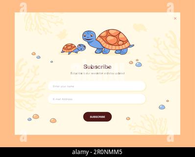 E-Mail-Design mit niedlicher kleiner Schildkröte und mom Stock Vektor