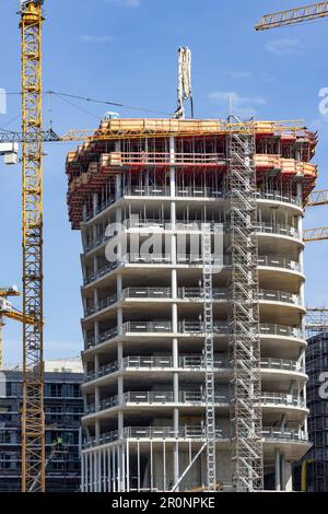 Hochhausbau auf Hamburgs grösster Baustelle: Westfield Hamburg Überseequartier Stockfoto