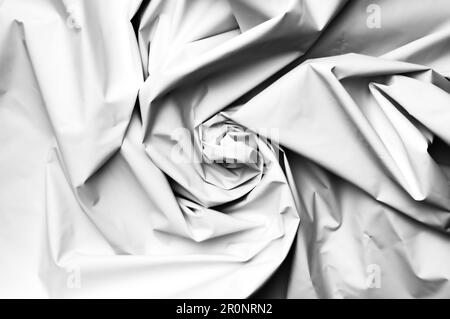 Weiße Nylonstruktur. Minimalistisches und elegantes knuspriges Textil. Einfacher Hintergrund Stockfoto