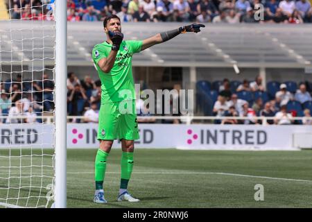 Bergamo, Italien. 7. Mai 2023. Italien, Bergamo, Mai 7 2023: Marco Sportiello (Torwart von Atalanta) gibt Ratschläge an Teamkollegen in der ersten Hälfte des Fußballspiels ATALANTA BC vs JUVENTUS FC, Serie A Tim 2022-2023 day34 Gewiss Stadion (Kreditbild: © Fabrizio Andrea Bertani/Pacific Press via ZUMA Press Wire) – NUR REDAKTIONELLE VERWENDUNG! Nicht für den kommerziellen GEBRAUCH! Stockfoto