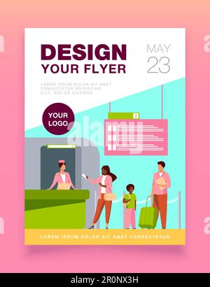 Leute, die am Flugregistrierungsschalter stehen Stock Vektor