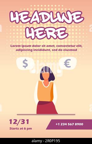 Eine Frau, die steht und über den Kurs nachdenkt Stock Vektor