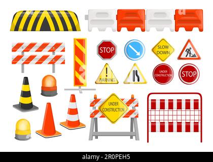 Sammlung von Verkehrsbarrieren Stock Vektor