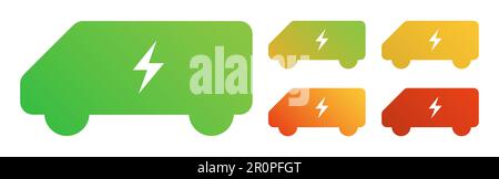 Ladezustand des Fahrzeugs. Ein Zeichen für eine Energiestation. Symbolsatz für umweltfreundlichen Kraftstoff, grüner Kraftstoffvektor, Energiezeichen und Symbolkonzept auf weißem Hintergrund Stock Vektor
