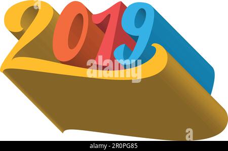 Letting 2019 Happy New Year für Print und Poster, Banner und Aufkleber. Frohe Neujahrskarte. Text für Zahlen. Vektor Stock Vektor