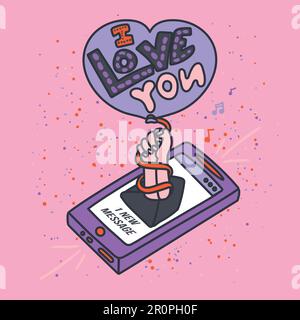Creative Romantic Schreibt Über Die Liebe. Ich liebe dich. Ich liebe dich. Nachricht vom Smartphone. Vektor Stock Vektor