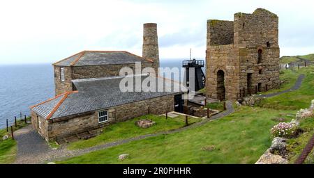 Levant Mine an der Cornwall Tin Coast, Pendeen nahe St Just, Cornwall, England, Großbritannien Stockfoto