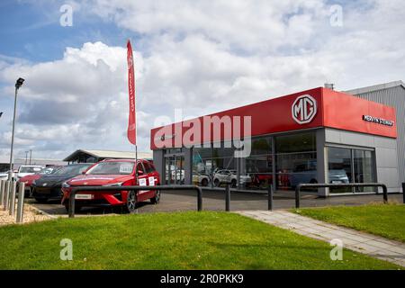 mervyn stewart MG Autohändler Belfast, Nordirland, großbritannien Stockfoto