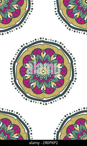 Handgezeichnetes, nahtloses Mandala-Muster. Im arabischen, indischen, türkischen und ottomanischen Stil dekoriert. Ethnischer Zierhintergrund. Magischer Jahrgang Stock Vektor