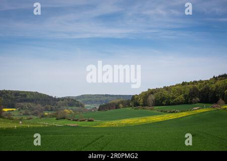 Altmühltal, Mittelfranken, Bayern - idyllische Landschaft an einem sonnigen Frühlingstag Stockfoto