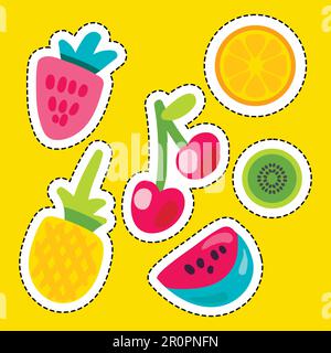 Süßes, Leckeres Sommerobst Und Beeren Stock Vektor