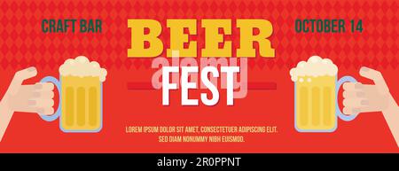 Stilvolles Web-Oktoberfest-Banner in bayrischen Farben mit Taste. Vektor Stock Vektor