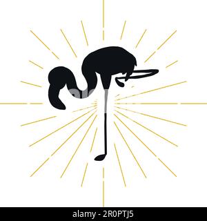 Silhouette im Retro-Design mit Flamingo. Tropensymbol. Exotisches Logo oder Symbol. Vektor Stock Vektor