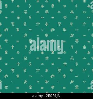 Nahtloses Vektormuster mit kleinen Blumenelementen. Grüner Hintergrund. Stock Vektor