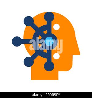 Gedankenkontrolle, Gedankenmanipulation, Flachvektorsymbol. Gehirnwäsche, Neurowissenschaften Farbpiktogramm Stock Vektor