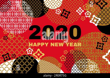 Vorlage Für Grußbanner Zum Chinesischen Neujahr 2020. Vektordarstellung der festlichen Grußkarte Stock Vektor