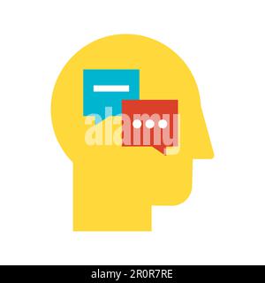 Interpersonelle Psychologie und Psychotherapie Flachvektorsymbol. Farbwissenschaft des Verhaltenspiktogramms Stock Vektor