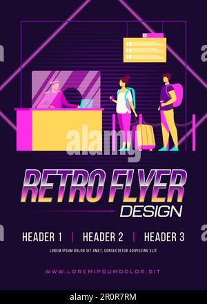 Reisende stehen in der Schlange für die Flugregistrierung Stock Vektor