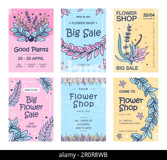 Verkaufsflyer mit Blumenset Stock Vektor