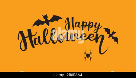 Schöner Text Happy Halloween. Mit der Hand, die Happy Halloween schreibt. Stock Vektor