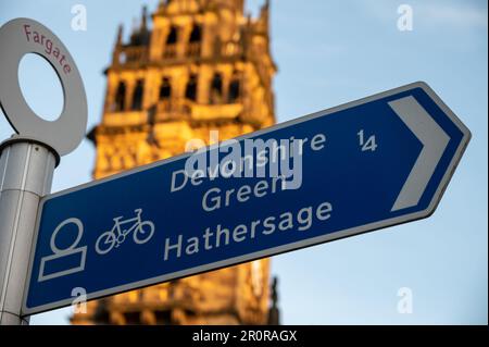 Wegweiser für Touristenführung in Sheffield Yorkshire UK Stockfoto