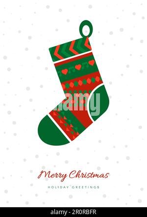 „Frohe Weihnachten“-Grußkarte Mit Norwegischem Vektor. Nordisches Ornament. Vorlage Für Weihnachtsbanner Stock Vektor