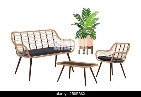 Terrassenmöbel. Gartenmöbel Stock Vektor