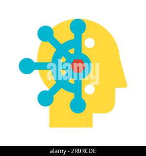 Gedankenkontrolle, Gedankenmanipulation, Flachvektorsymbol. Gehirnwäsche, Neurowissenschaften Farbpiktogramm Stock Vektor