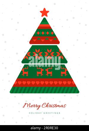 „Frohe Weihnachten“-Grußkarte Mit Norwegischem Vektor. Nordisches Ornament. Vorlage Für Weihnachtsbanner Stock Vektor