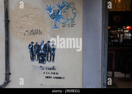 Straßenkunst in der französischen Stadt Sète im Süden Frankreichs Stockfoto